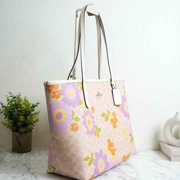 NWT Coach CBG71 City Tote Bag In Signature Canvas With Floral Print - Picture 4 of 9